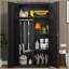 Armoire verrouillable en acier noir à grande capacité avec tringle et compartiments pour la chambre à coucher, le salon et la buanderie