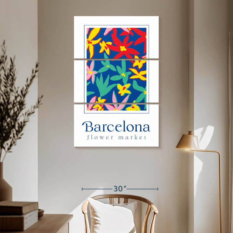 Affiche du marché aux fleurs Harnek Barcelona, H 65 po x l 42 po