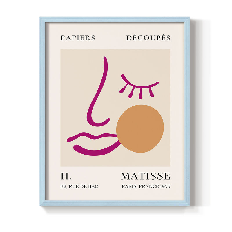Matisse CLXV, reproduction encadrée - bois massif, H 10 po x l 8 po, Bleu