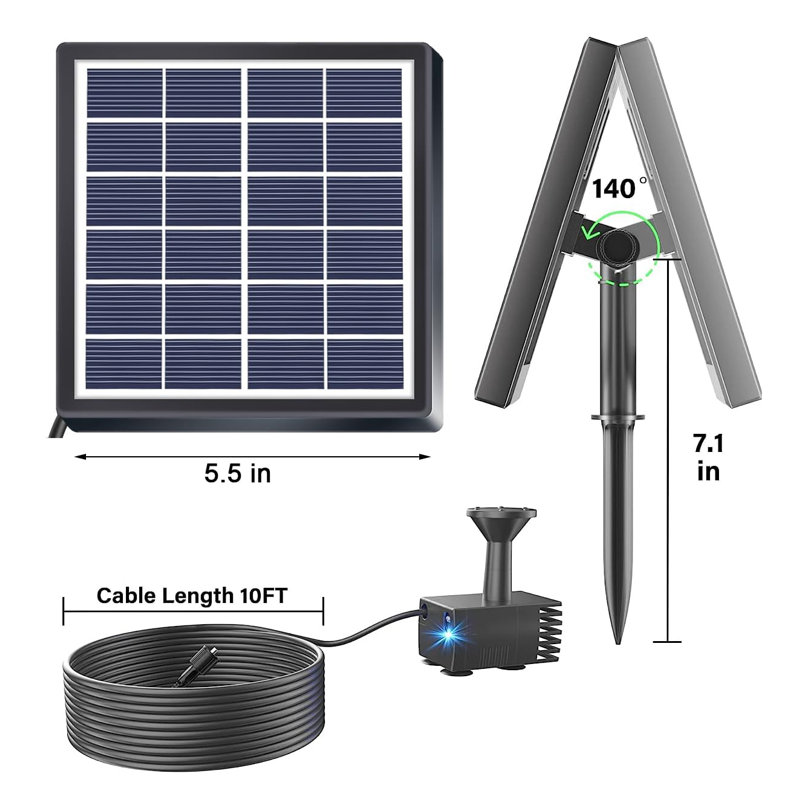 Usb Charging + Solar Powered Water Pump