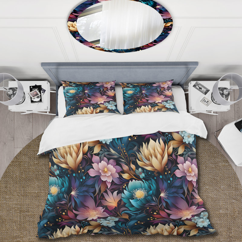 Moroccan Dreamscape Boho Pattern V Duvet Cover, King Duvet Cover + 2 King Shams