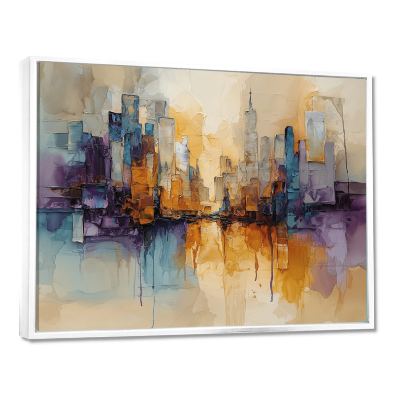 Nyel - Abstract Wall Art, H 12 po x l 20 po, Cadre flottant, Blanc