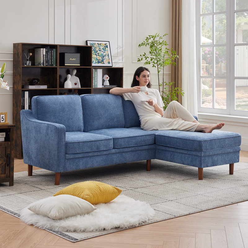 Canapé modulaire réversible 2 pièces Azriah, Chenille bleu