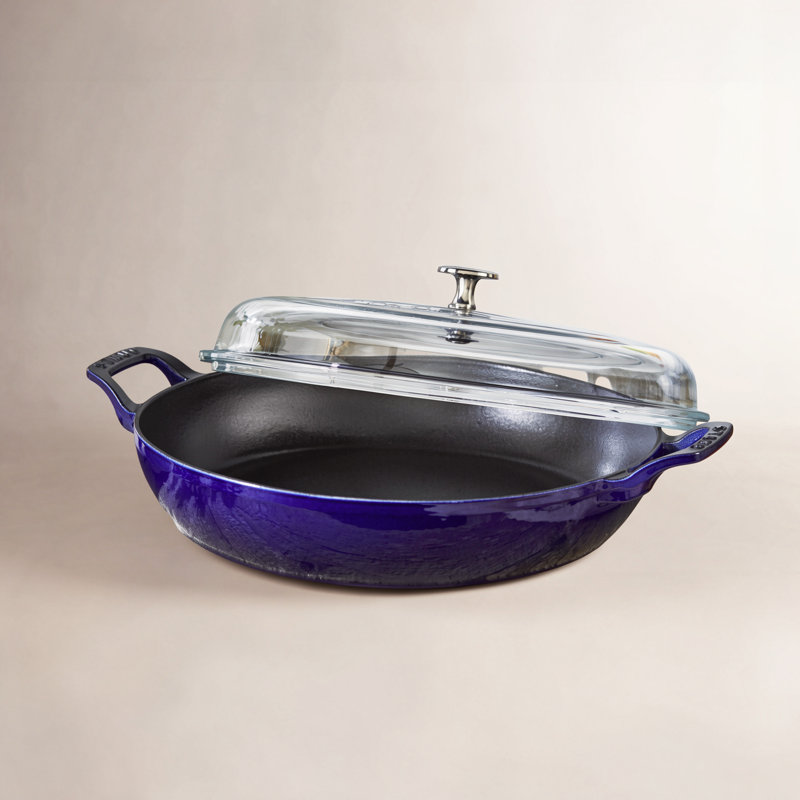 Cast Iron 3.59-qt Braiser with Glass Lid, Dark Blue