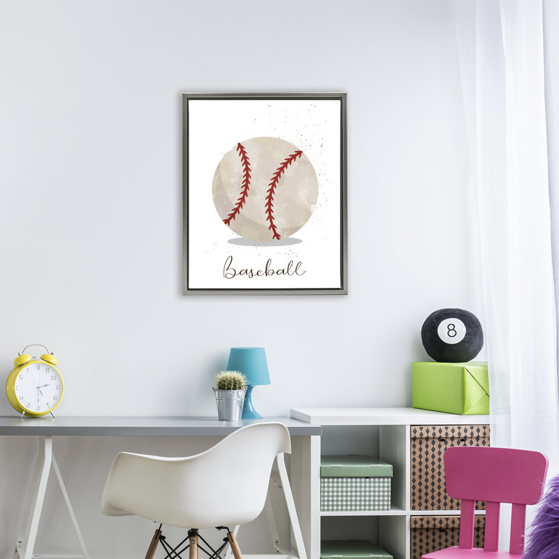 Cadre de baseball flottant Let's Play Ball, design par Christine Simpson Art, H 31 po x l 25 po, Cadre flottant gris lustré