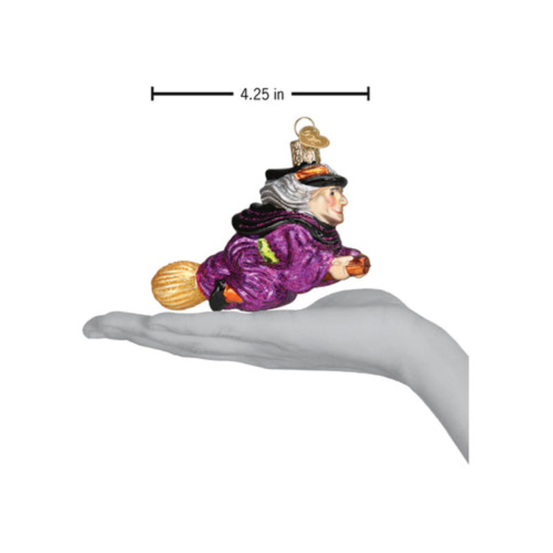 Old World Christmas Glass Blown Ornament for Tree, Witch On Broomstick