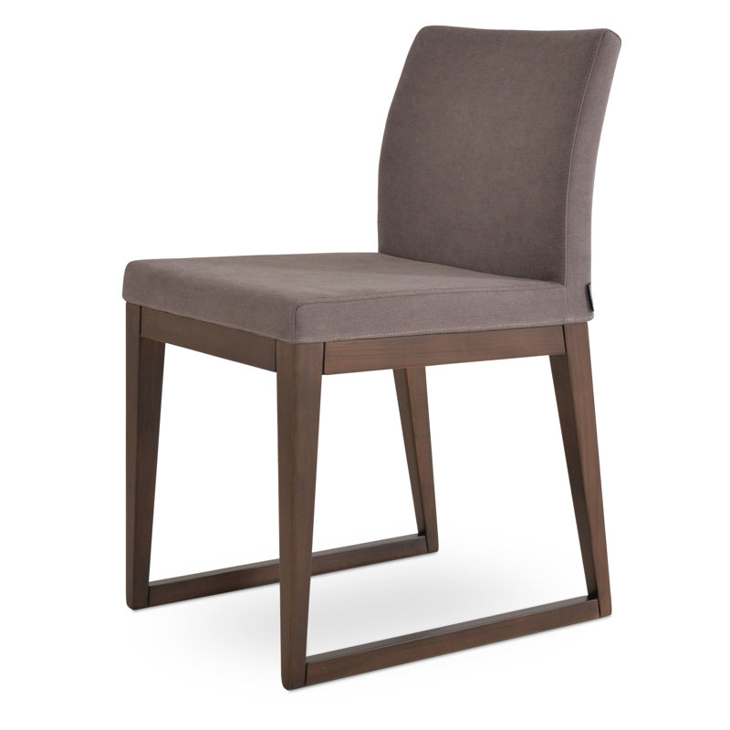 Aria Sled Wood Dining Chair, Mocha Wool