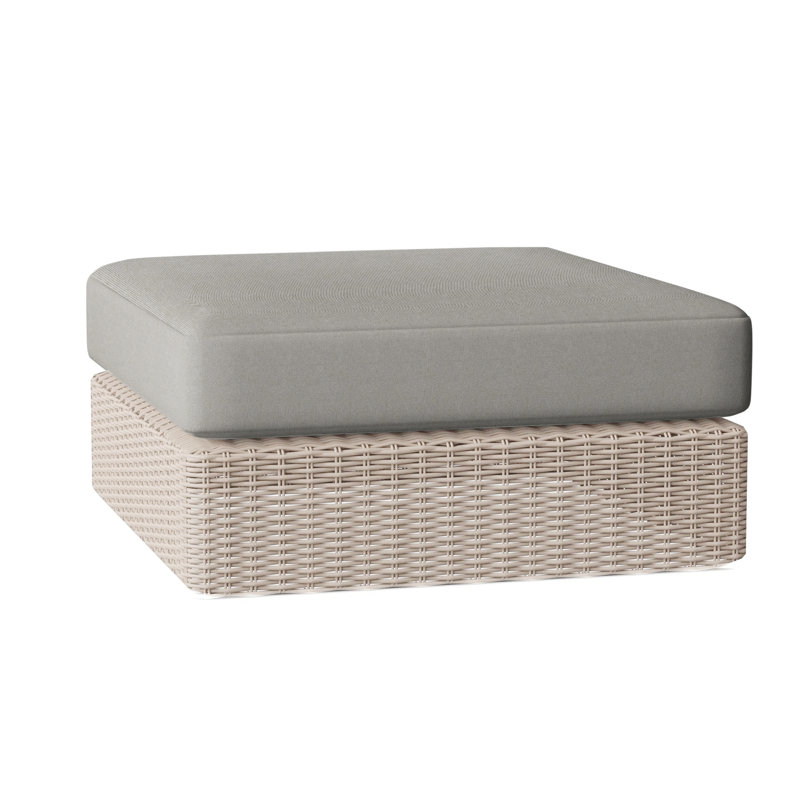Westport Outdoor Teak Ottoman, Westport White, Sailcloth Seagull