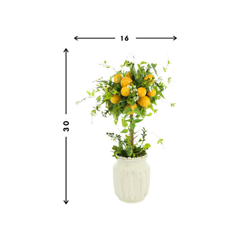 Faux Lemon Tree in Ceramic Planter
