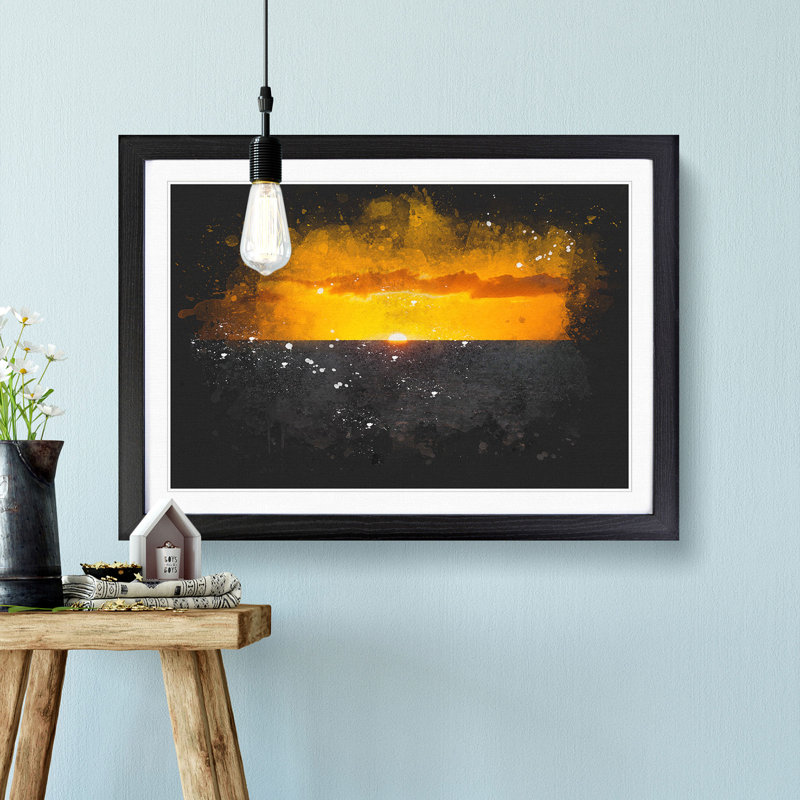 Goodbye To The Sun Paint Splash - Picture Frame Graphic Art, 33cm H x 45cm W x 2cm D, Black Framed