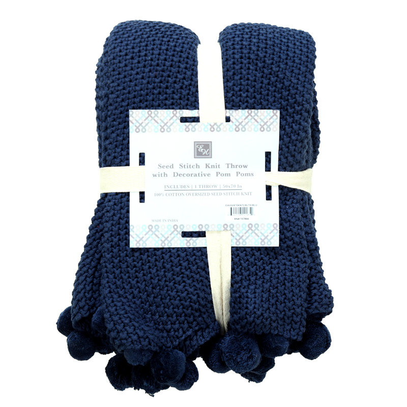 Jeté 100% coton, Bleu