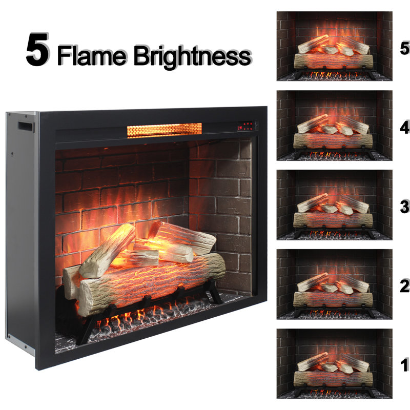 33" Infrared Electric Fireplace: Smokeless Firebox, Touch Panel Control, 1500W Heat, 4 Flame Colors, Adjustable Brightness, /Ul , 5000 /H, 400 Sq. Ft. Heating Area, 2 Installation Ways, 3D Effect