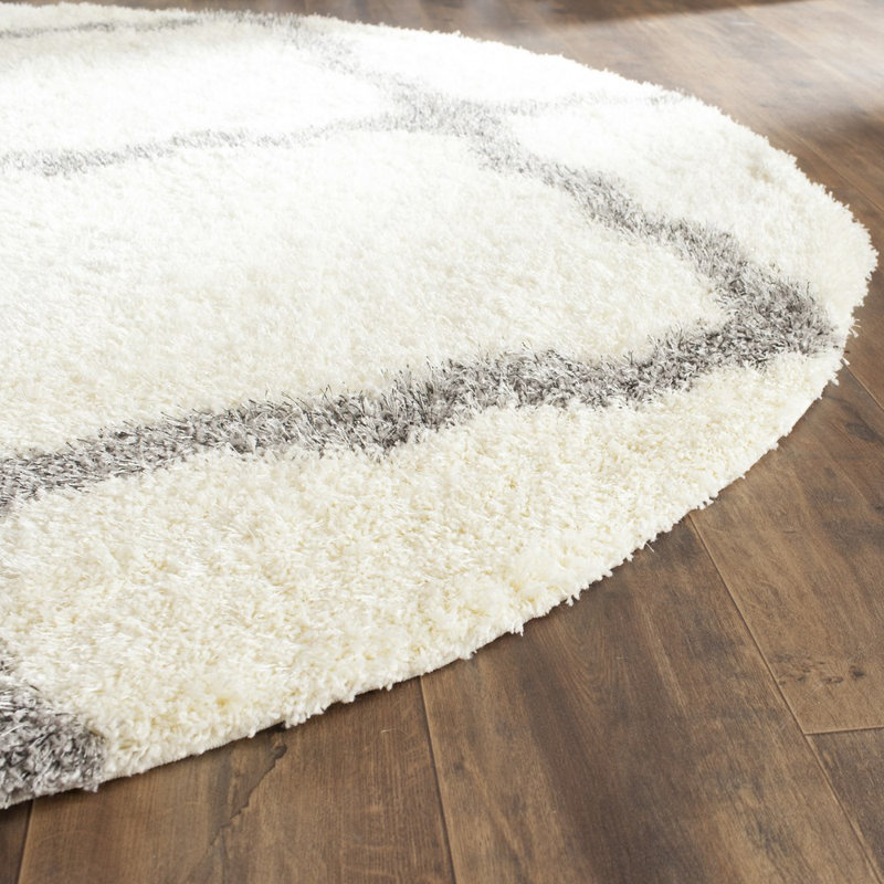 Bertl Shag Performance Geometric Rug, Round 6'7"
