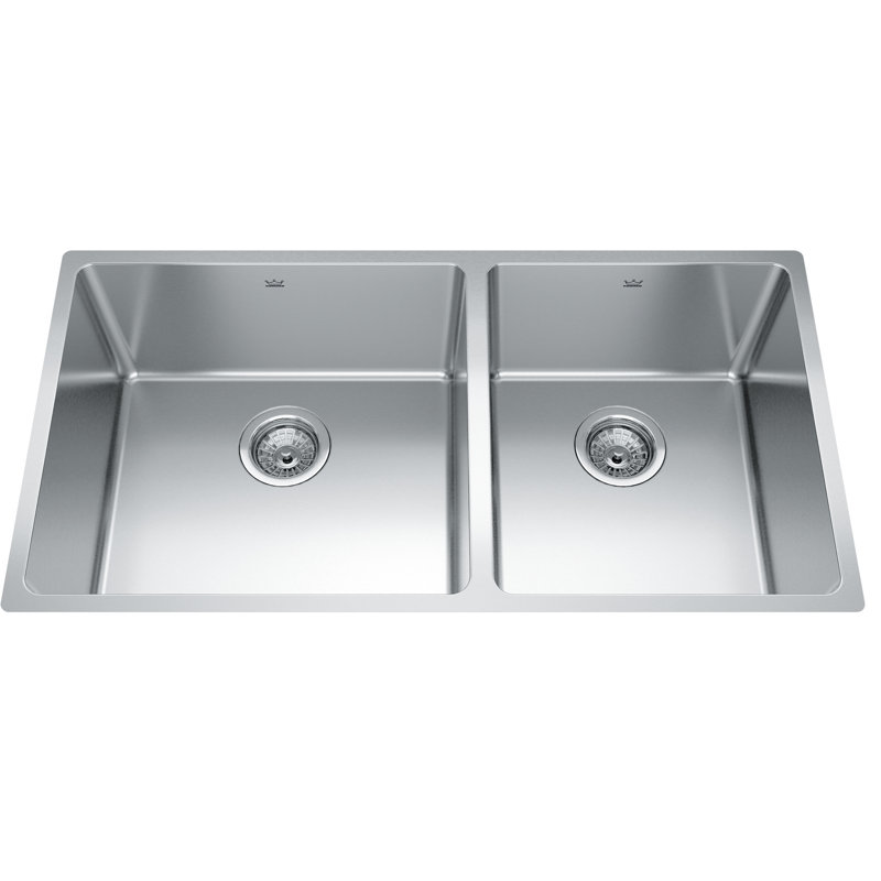 Brookmore 34.5'' L Undermount Double Bowl Stainless Steel Kitchen Sink