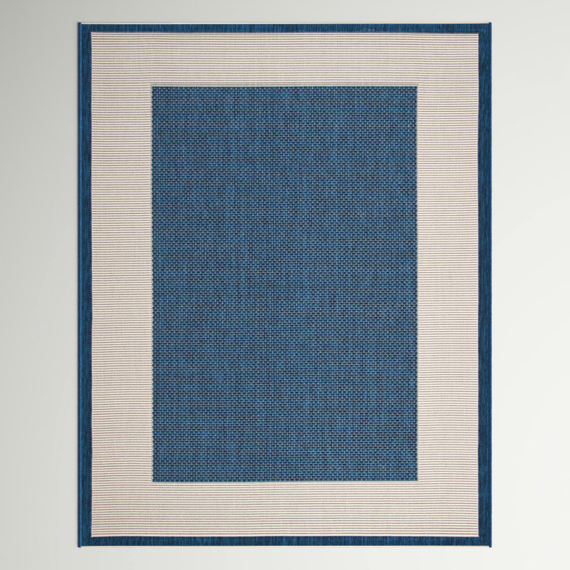 VIlmar Navy/Beige Indoor/Outdoor Area Rug, Rectangle 6'7" x 9'6"