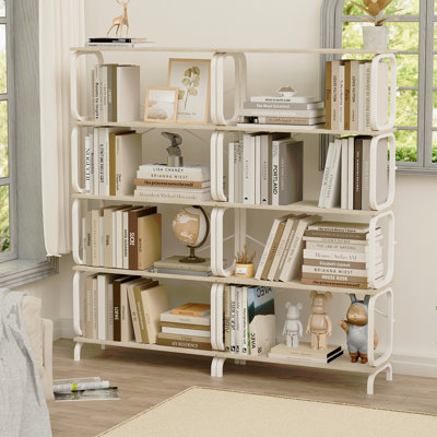 Grande bibliothèque à 5 niveaux, bibliothèque ouverte pour bureau à domicile, tablettes de salon, tablette de bureau, bibliothèque de style industriel rétro avec structure en métal