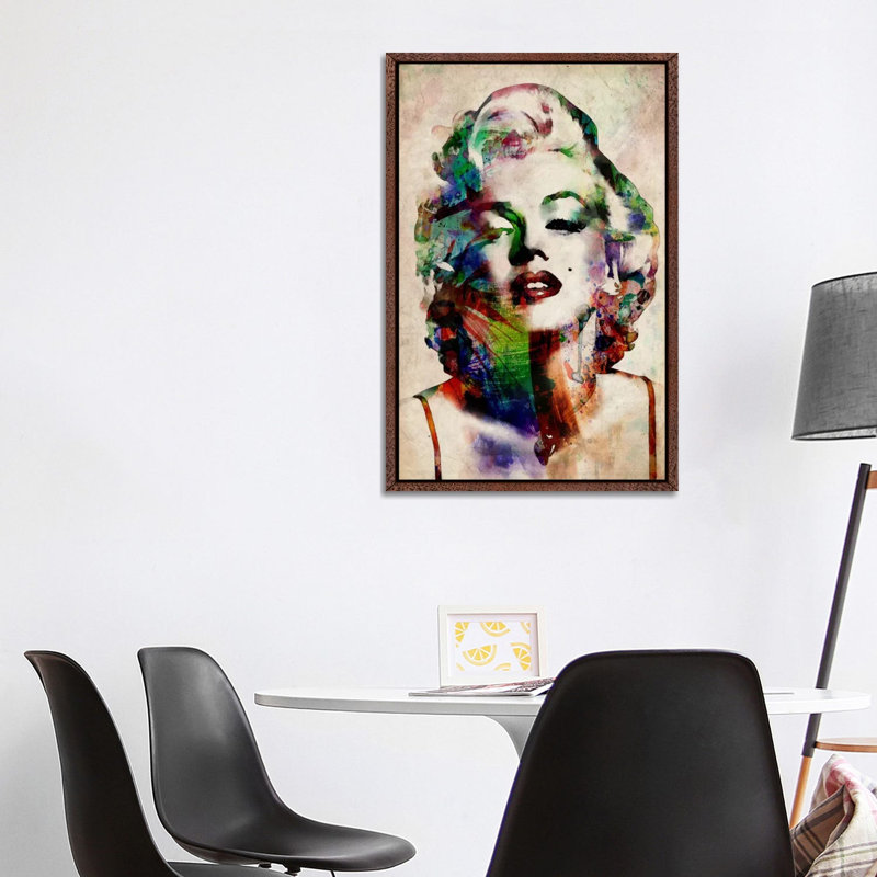Watercolour Marilyn Monroe by Michael Tompsett - Print on Canvas, 101.6 cm H x 66.04 cm W, Brown Framed