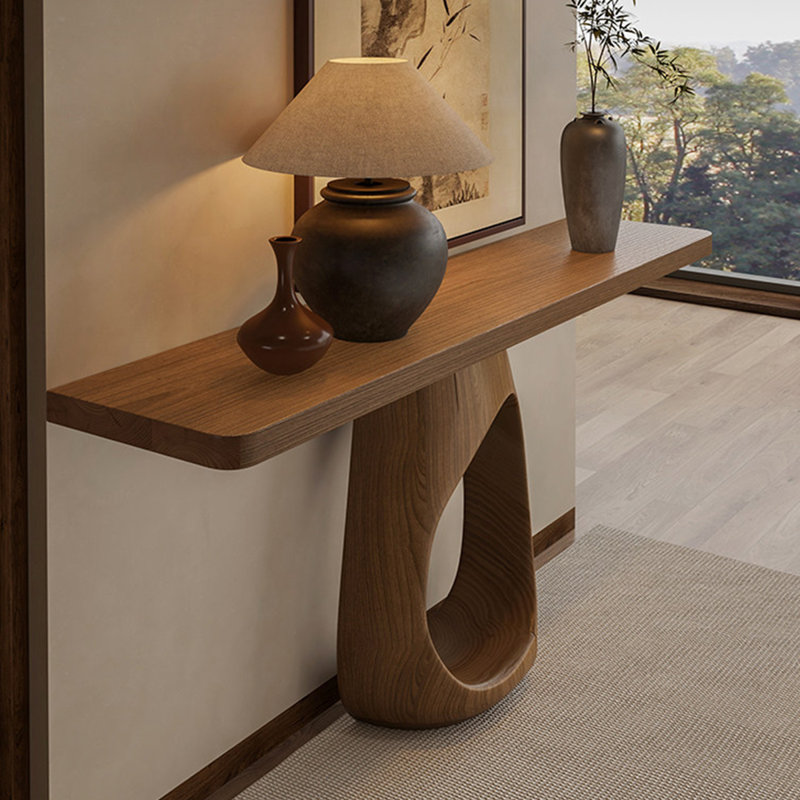Retro Nut-Brown Solid Wood Console Table, 54.33