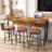 3-Drawer Long Dining Table Set With Power Outlets And 3 Stools-2052688156-2052688159