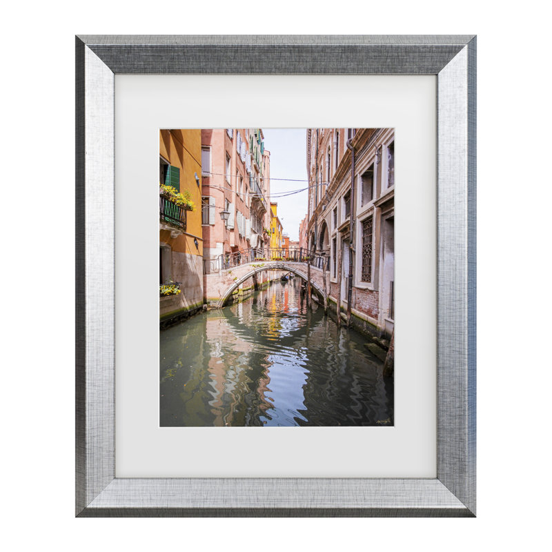 Art encadré "Life Beautifulee", petit canal vénitien, H 14,5 po x l 17,5 po