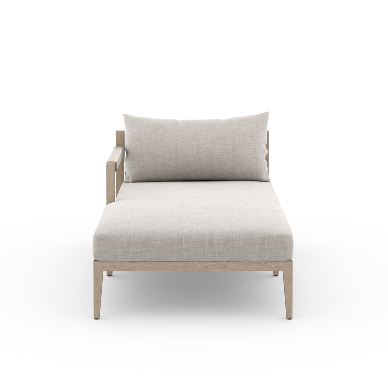 Sherwood Outdoor Teak Chaise Lounge, Washed Brown/Gray, Polyester Blend Satin