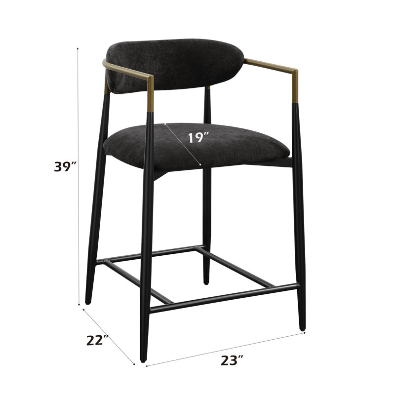 Chaise à hauteur de comptoir avec accoudoirs, Noir, noir, noir, noir, 2