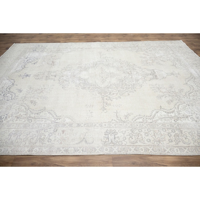 Tapis oriental floral grand noué à la main 9 pi 5 po x 12 pi 1 po