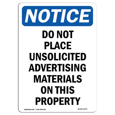 Do Not Place Unsolicited Advertising Sign