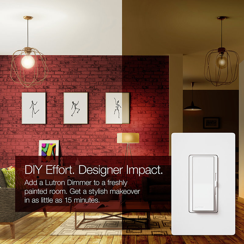 Lutron Diva Black 150 W Rocker Dimmer Switch 1 pk