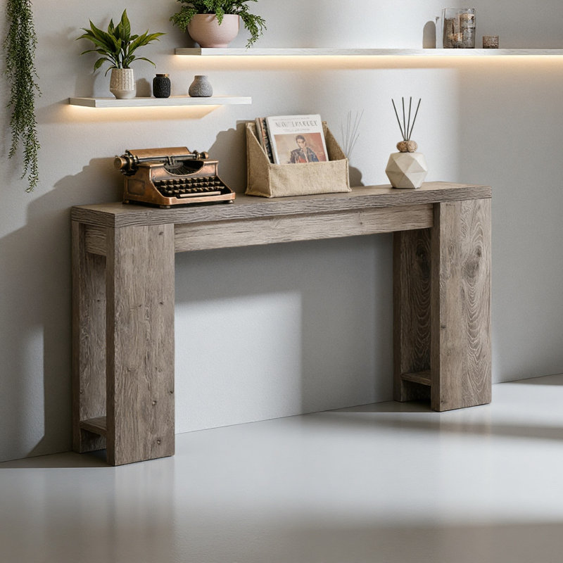 Wood Console Table, Farmhouse Sofa Table Entryway Table, Gray
