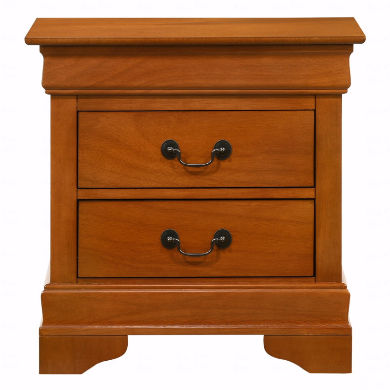 Table de chevet avec 2 tiroirs, Brun