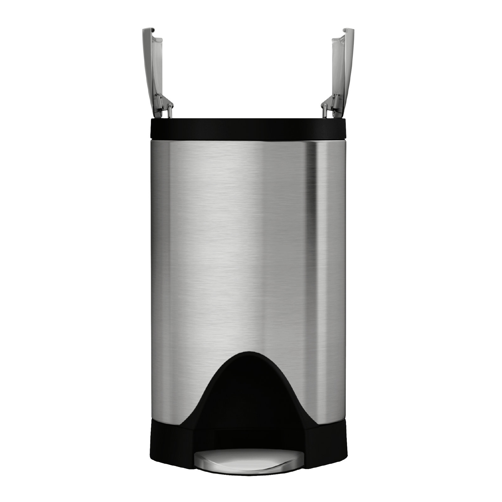 simplehuman 10 Liter / 2.6 Gallon Butterfly Lid Bathroom Step Trash Can, Brushed Stainless Steel
