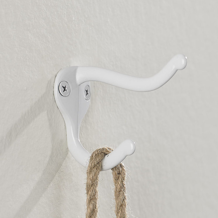 Crochet mural utilitaire en métal, Blanc