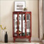 Vitrine Curio avec 2 portes en verre trempé, dossier en miroir, tablettes réglables, éclairage | Style rétro, anti-basculement | Cerise | Panneau de fibres à densité moyenne + verre
