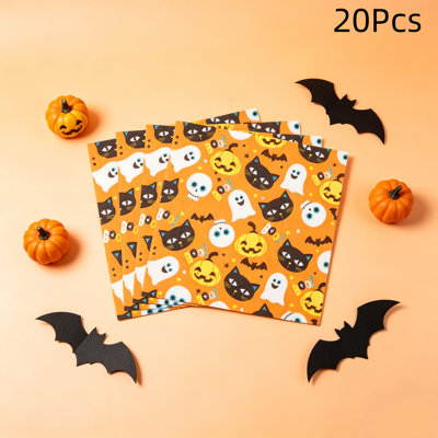 Serviettes en papier imprimées d'Halloween jetables à 20 motifs de serviettes de table décoratives mignonnes pour l'intérieur et l'extérieur
