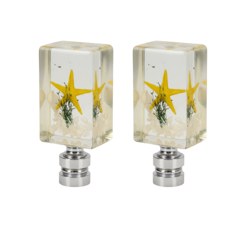 Royal Designs, Inc. F-5114SL-2 Étoile de mer en résine faite à la main, jaune, base en argent poli, paquet de 2