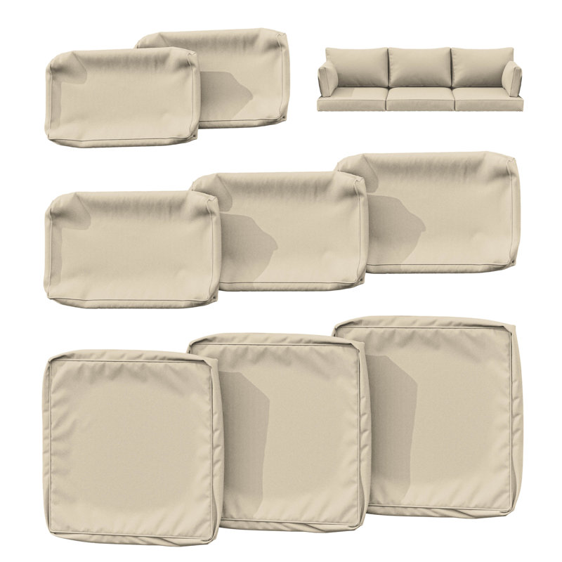 Cartert 8 Pcs Outdoor Cushion Covers Set For Outdoor Cushions and Patio Furniture Cushions Cover, Only Covers , Beige