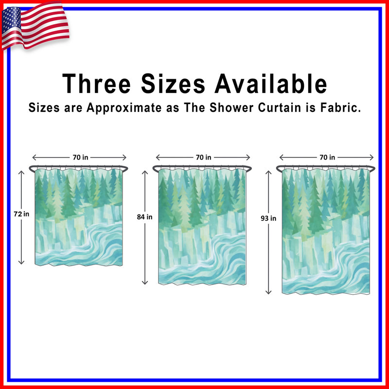 Rideaux de douche Pine River, L 70 po x H 84 po, Vert clair / bleu moyen