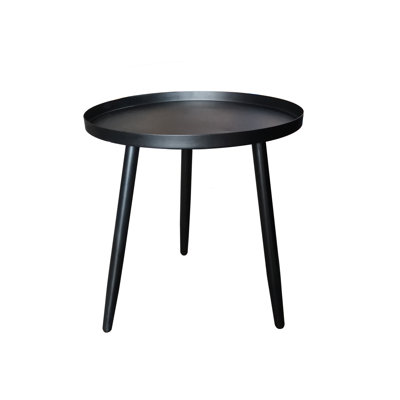 Roper 16" Wide Round Accent Side Table with Raised Tray Edge Top and Three Tapered Legs