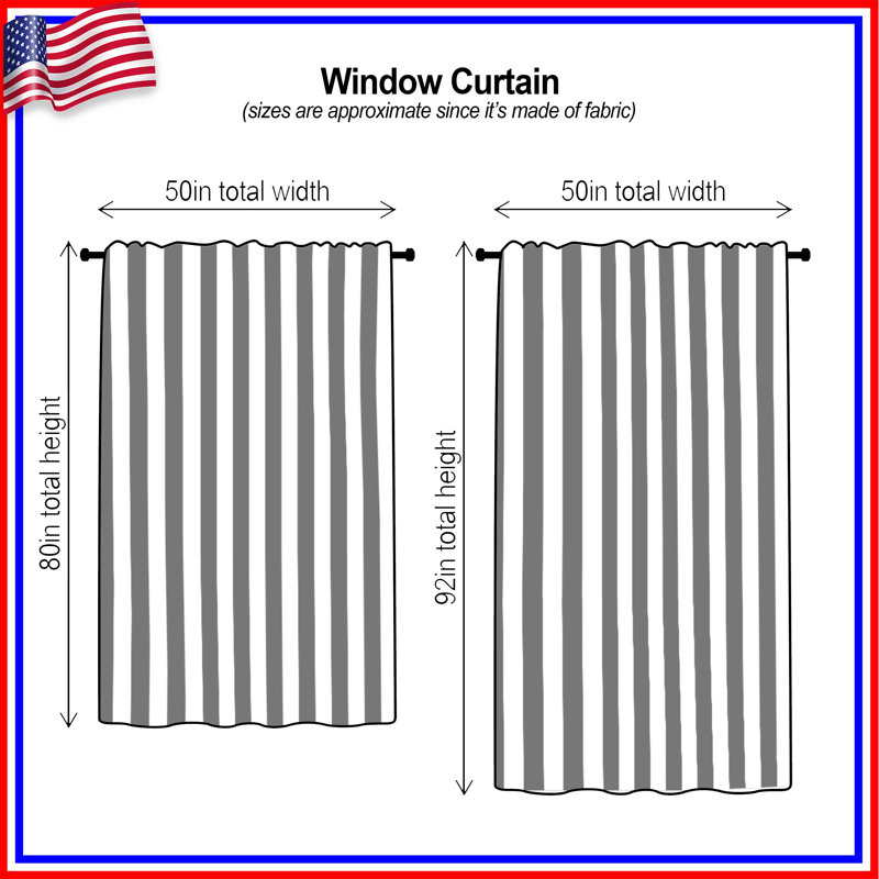 Gray White Striped Window Curtains, Striped Sheer & Blockout Curtains - 1 Panel, 50 po x 92 po - 1 panneau, Transparent