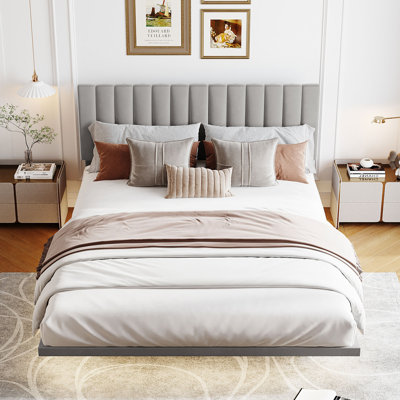 Queen Size Floating Bed Frame with Motion Activated Night Lights