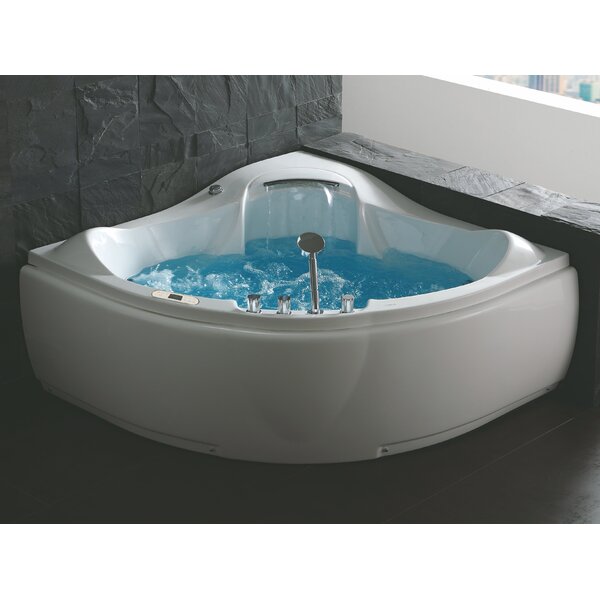 Simba USA Inc SMBA1087 Whirlpool Corner Bathtub Hydrotherapy Ginevra 59.05 and Heater 2 Person Hot Tub