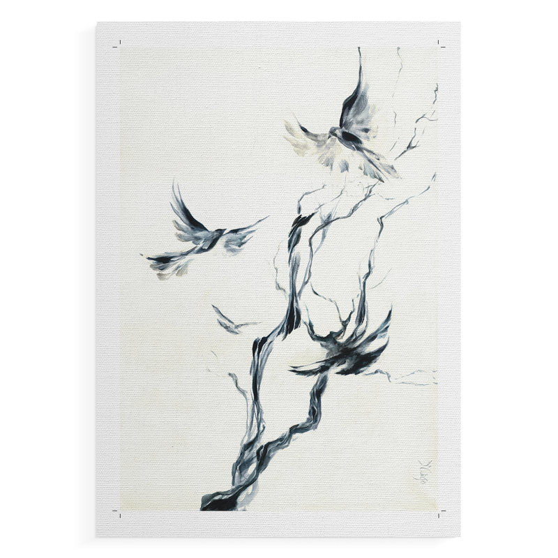 «Four Crows», reproduction encadrée - reproduction de toile seulement - non encadrée, H 18 po x l 12 po