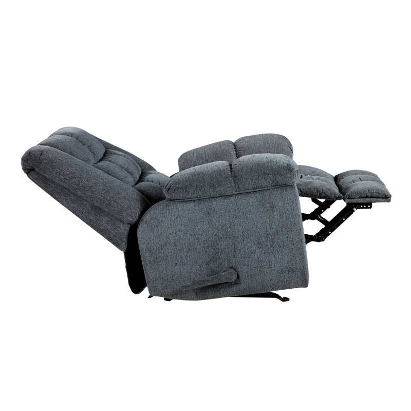 Gentle Rocking Motion Reclining Chair 1Pc Chenille Upholstery Ultra Comfort Living Room Furniture, Gray