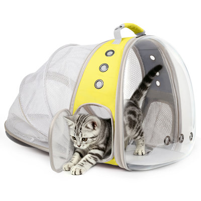 Back Expandable Clear Bubble Cat Backpack Carrier with Space Capsule Astronaut Window, Yellow