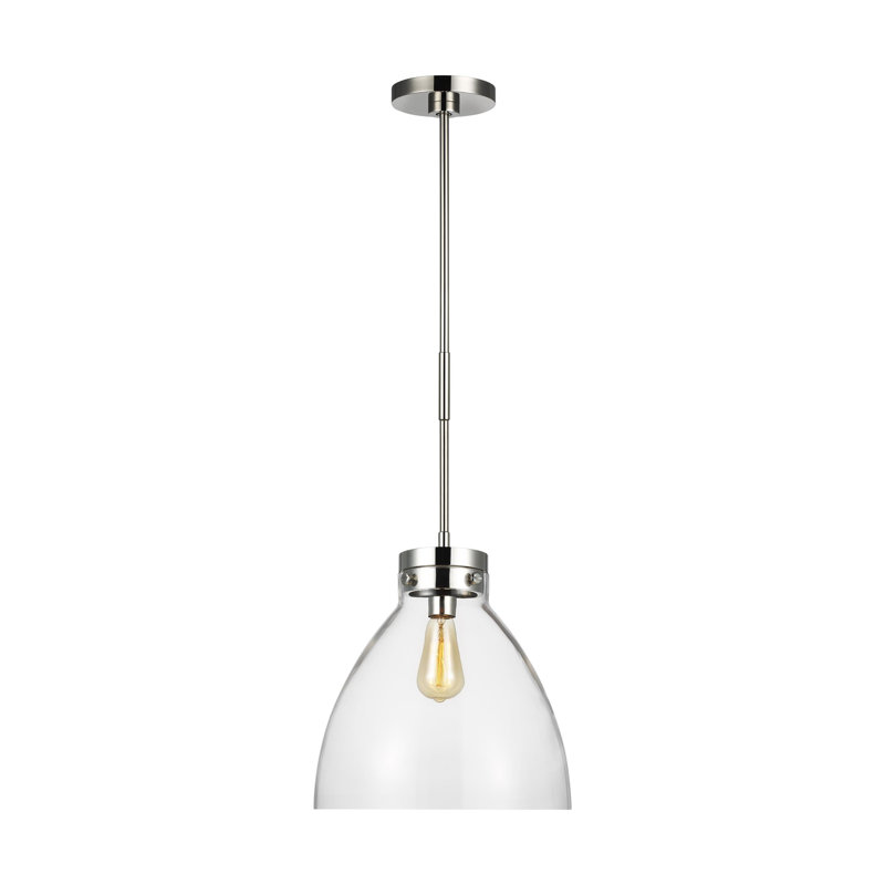 Garrett 1 - Light Single Bell Pendant by Chapman & Myers, Polished Nickel
