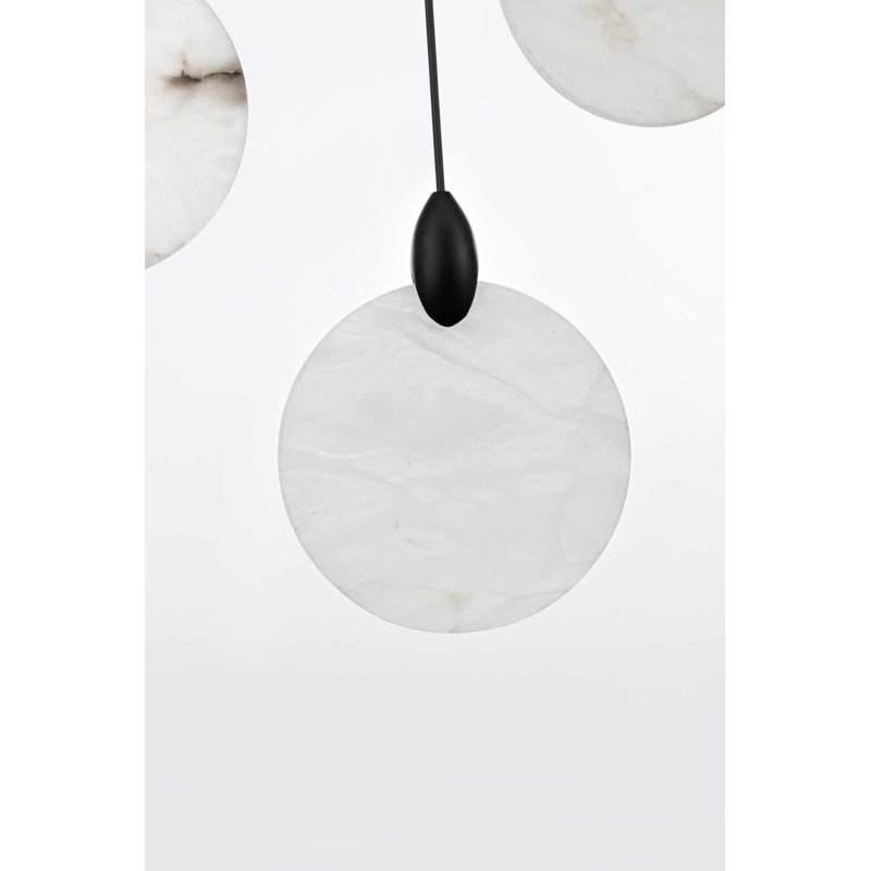 Luminaire suspendu en albâtre 16 pouces Avery, H 125 po x l 16 po x P 16 po, Noir