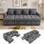 Canapé-lit modulaire en velours en forme de U de 274 cm (108 po), canapé-lit gigogne 2 en 1 avec méridienne double de rangement, canapé d'angle pour salon, gris foncé-964372894