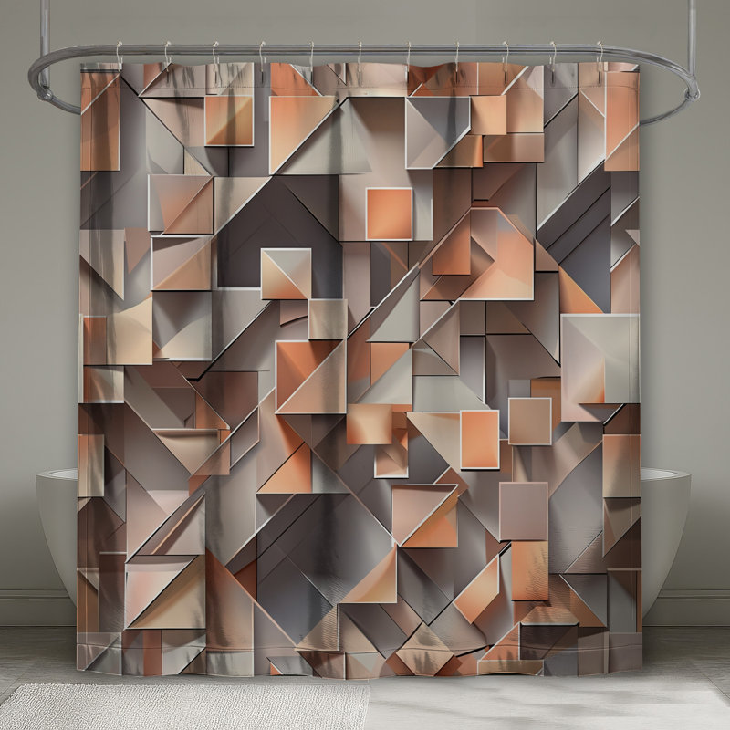 Rideaux de douche à formes géométriques abstraites très longs, 70in W x 72in H