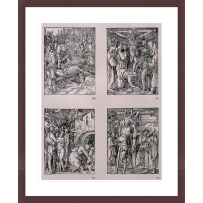 La série «Small Passion» (dans le sens des aiguilles d'une montre) «The Nail to the Cross Crucifixion Christ in Limbo The Descent from the Cross» par Albrecht Dürer, impression giclée sur cadre